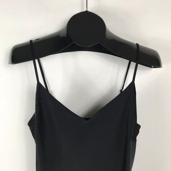 NEW Steve Madden Lucielle Satin Slip Dress Women's Large Black Handkerchief Hem - Picture 3 of 11